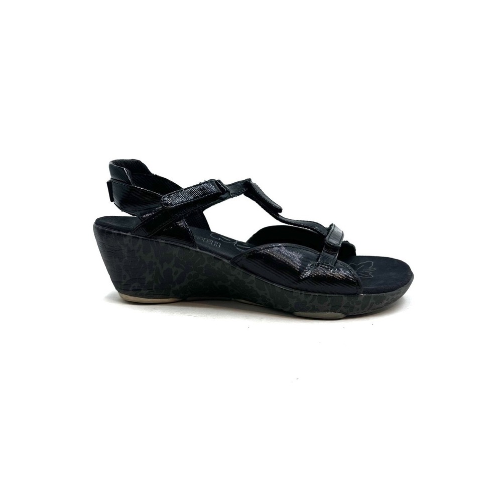 Camper | Black Patent Leather Wedge Ankle T-Strap Sandals Size 36